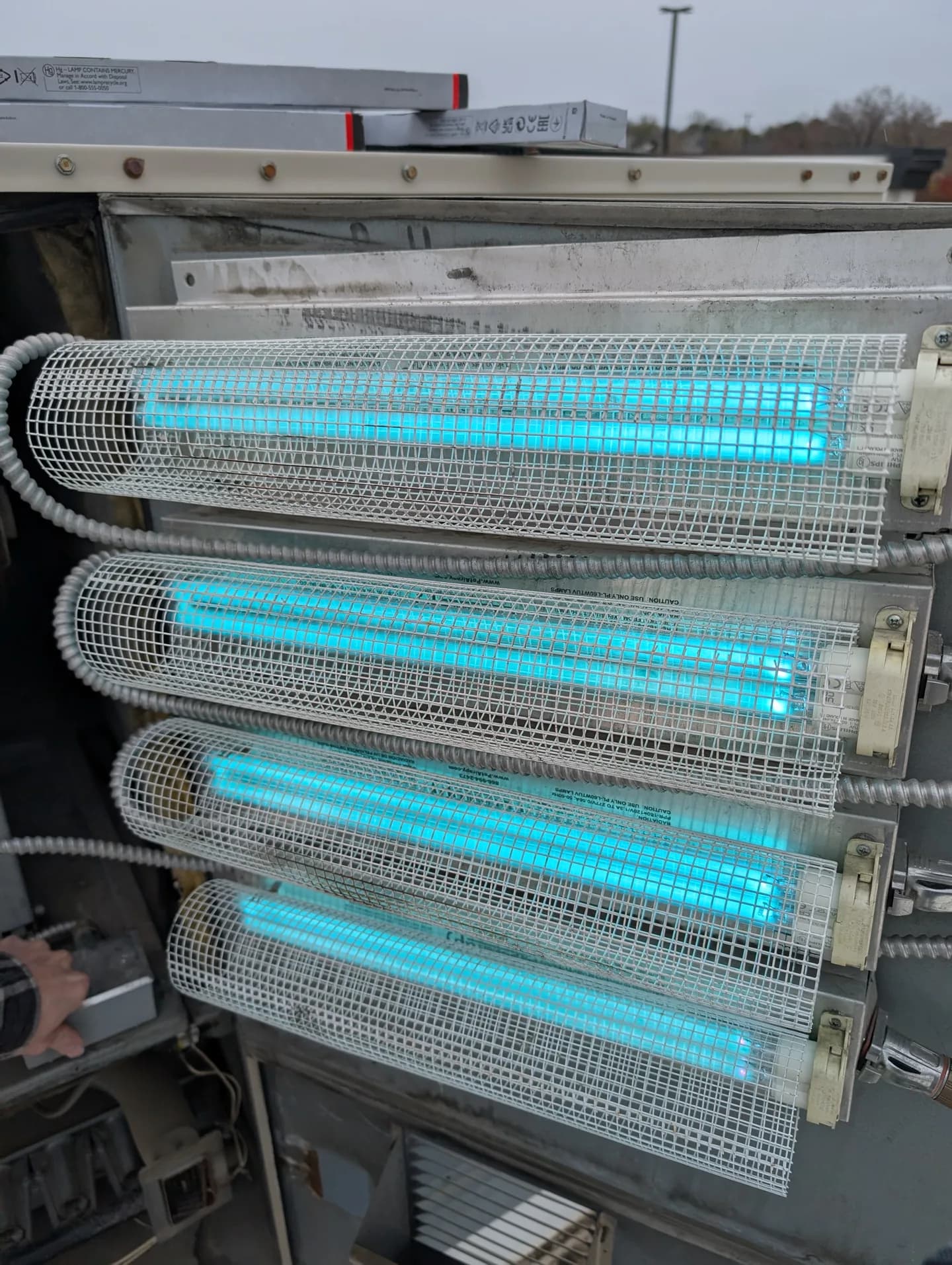 UV air-purification lights installed in a customer's air handler
