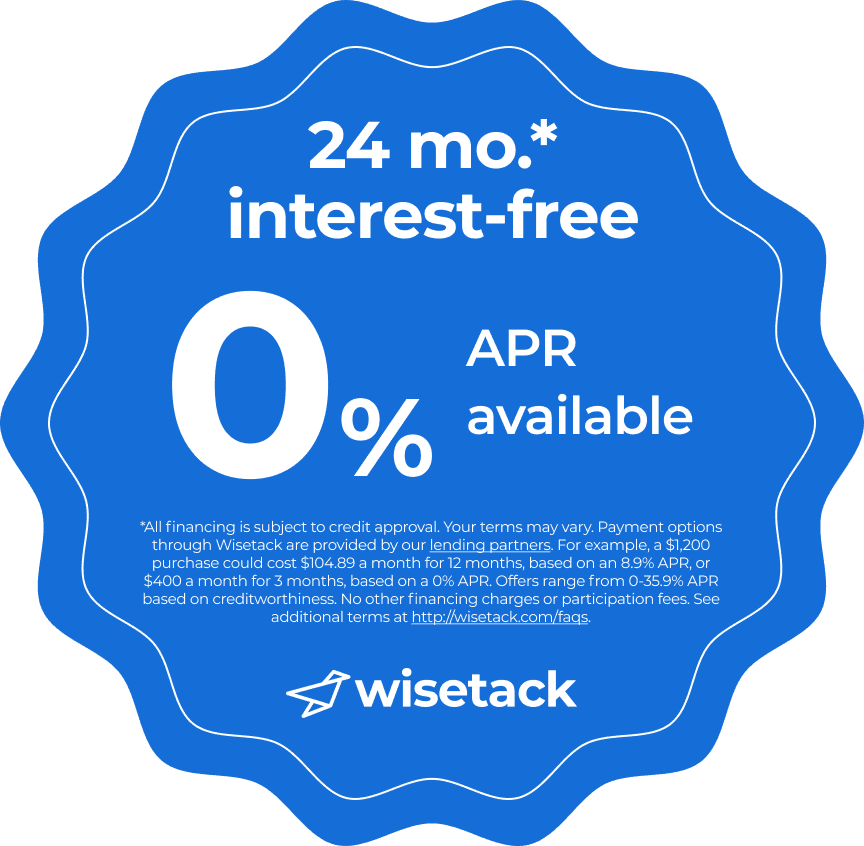 Wisetack: 24 months interest-free, 0% APR available to qualifying customers